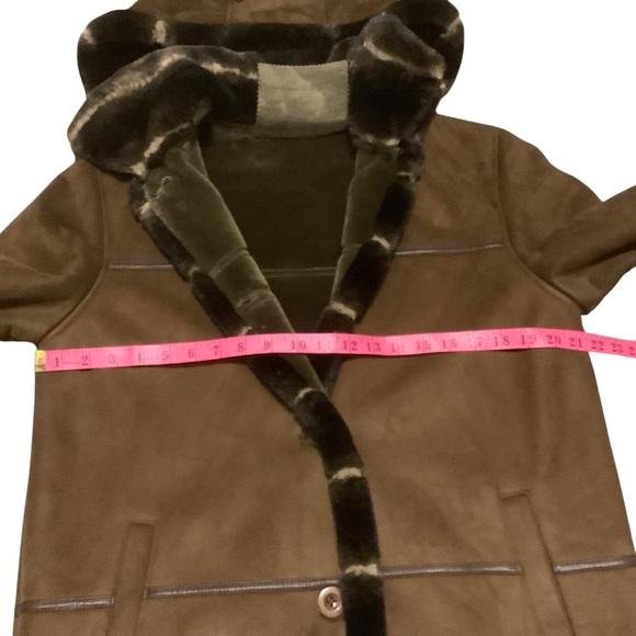 LONDON FOG CHOCOLATE BROWN FULL LENGTH COAT WITH FAUX FUR DETAILS/ Size MP - Picture 13 of 16